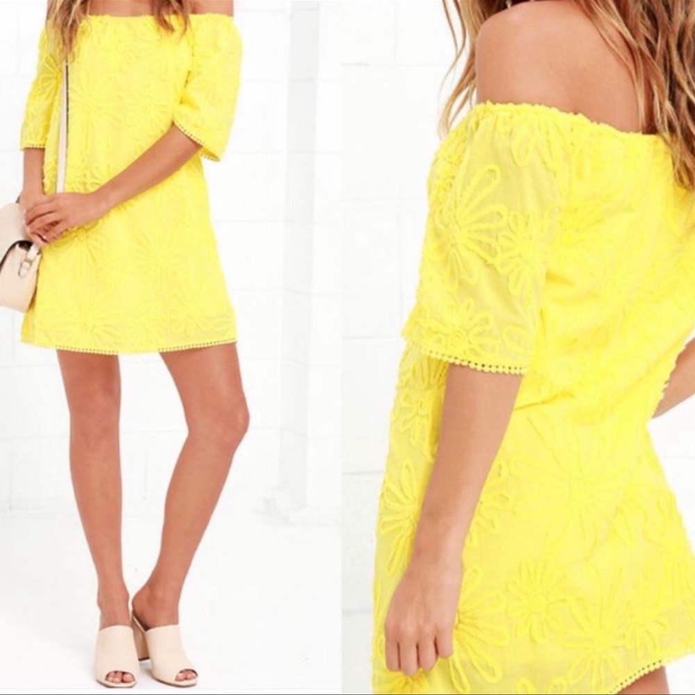 BB Dakota Off The Shoulder Marine Yellow Dress